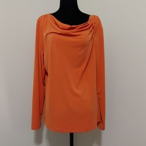3/$30 Bianca Nygard | Elegant Orange Long Sleeve Top | Size L